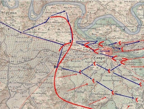 Plano de la Batalla de Caspe 1938