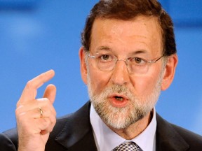 Spain's centre-right People's Party leader Mariano Rajoy gestures during a campaign rally in Santander